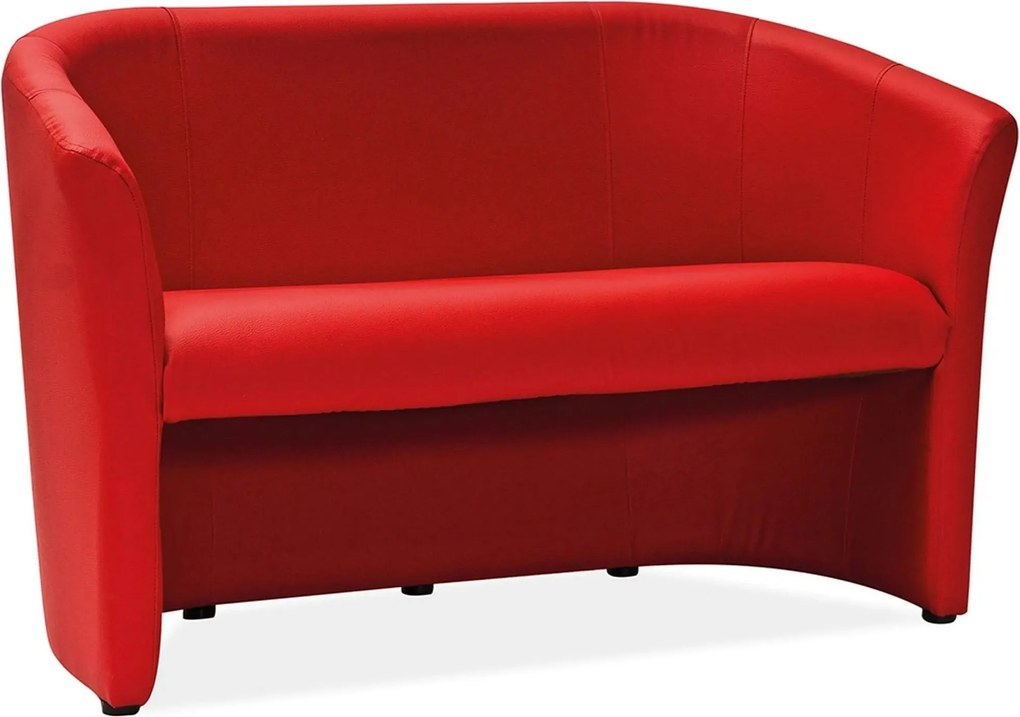 Canapea TM-3, rosu, piele ecologica, 160x60x76 cm