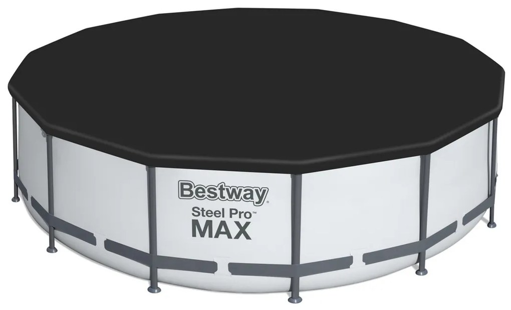 Piscină supraterană Bestway Steel Pro MAX, gri, diam. 396 cm, în. 122 cm