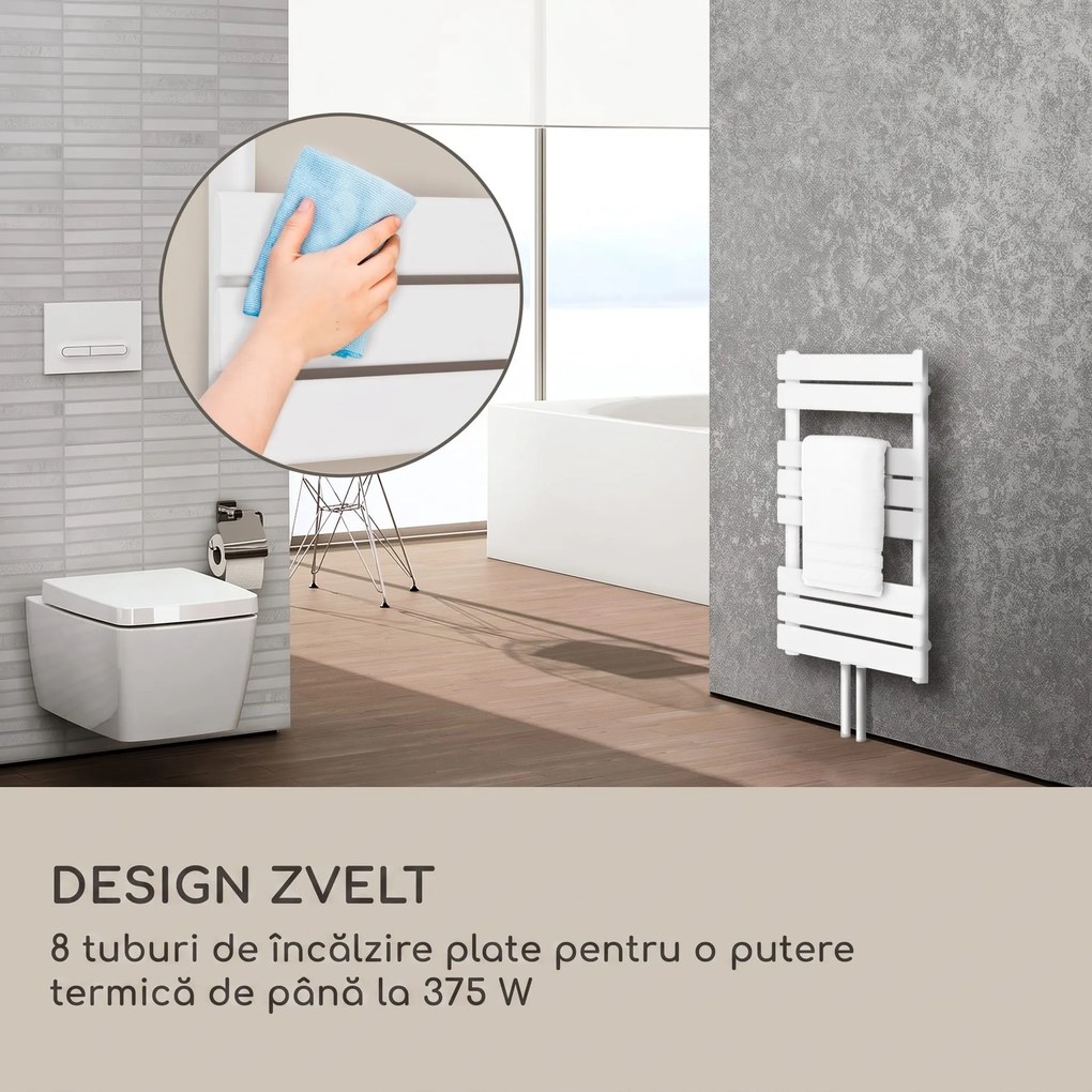 Blumfeldt Fairmont 80 x 45 calorifer 375W apă caldă 3 suporturi pentru prosoape 1/2