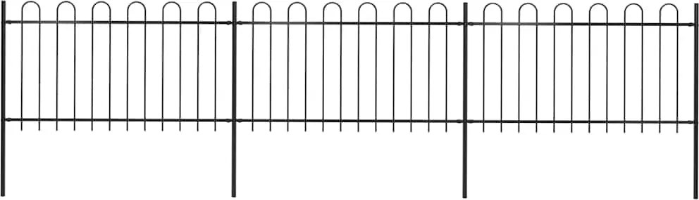 vidaXL Gard de grădină cu vârf circular din oțel, 537x100 cm, negru