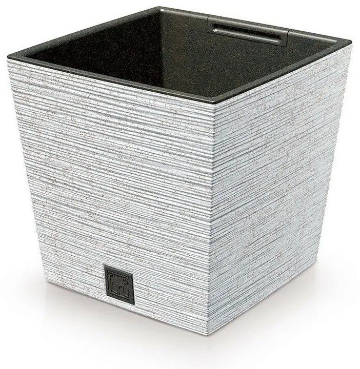 Ghiveci de flori FURU SQUARE LOW ECO WOOD cuinserție m 24 cm, alb ECO