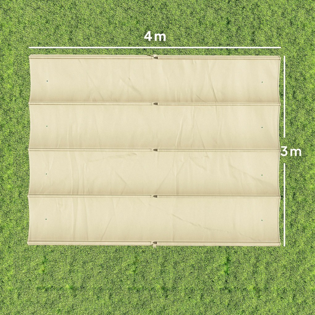 Outsunny Acoperiș pentru Pergolă cu 8 Orificii de Drenaj, Husă de Schimb din Poliester Respirabil, Exclusiv Material, 392x350 cm, UV30+, pentru Pergolă de Grădină 4x3m, Bej | Aosom Romania