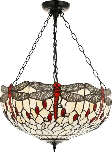 Endon 112251 - Candelabru Tiffany DRAGONFLY suspendat pe lanț, 3xE27/60W/230V, Ø 50 cm