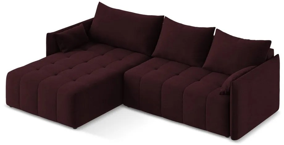 Colțar burgundy extensibil/cu spațiu de depozitare (cu colț pe partea stângă/cu șezlong) Moku – Makamii