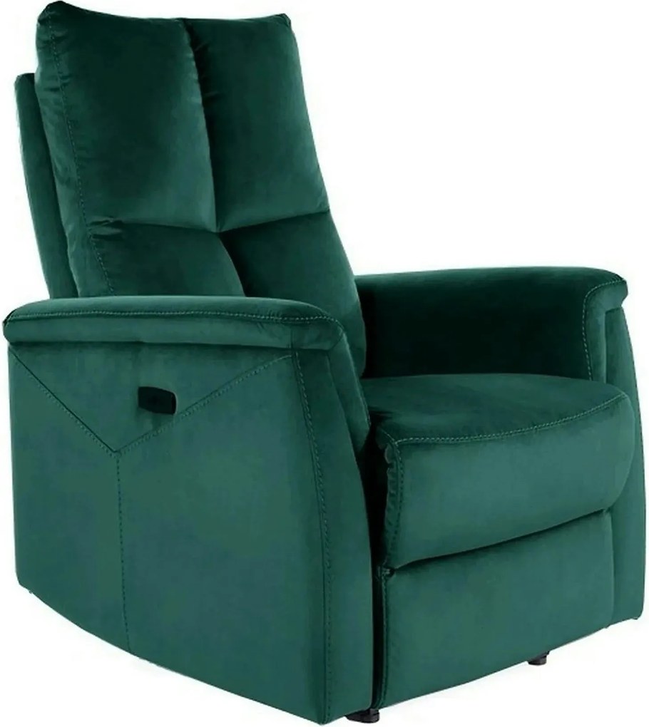 Fotoliu recliner NEPTUN, verde, stofa catifelata/metal, 76x74/160x96 c