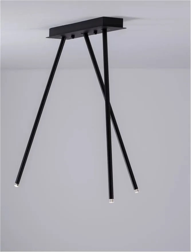 Plafoniera cu 3 Spoturi LED reglabile design tubular STILVI negru, H-65cm
