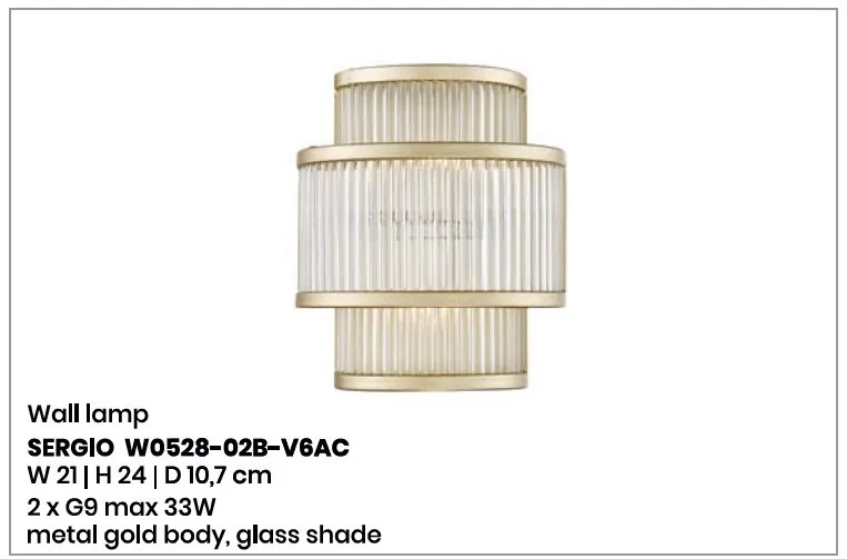 Aplica de perete eleganta design modern SERGIO auriu W0528-02B-V6AC ZL