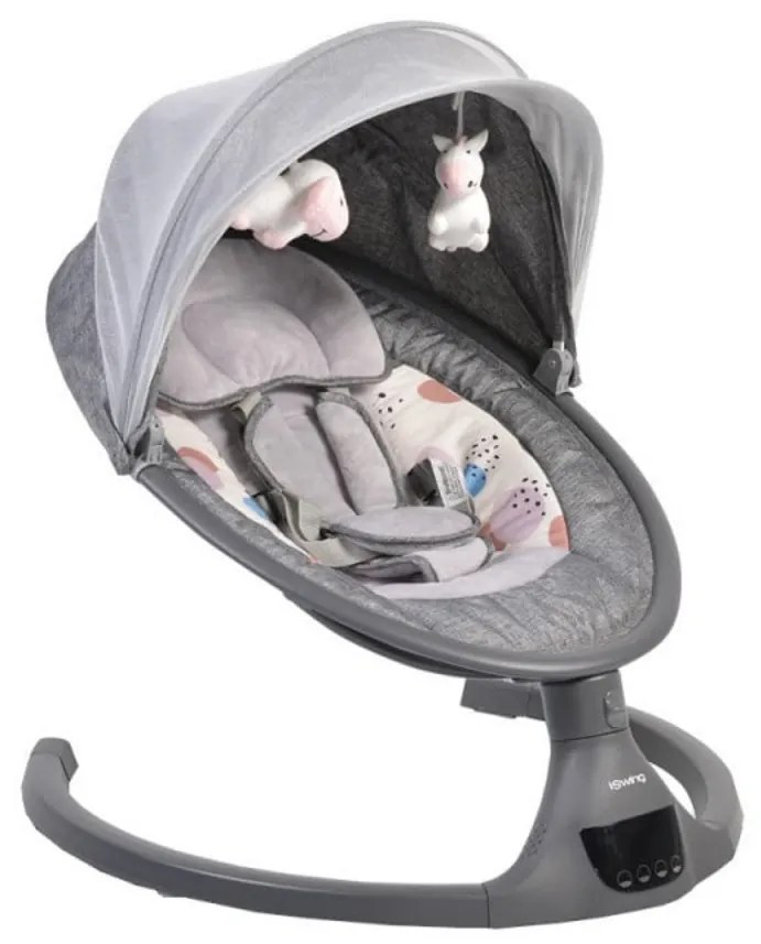 Balansoar Pentru Bebelusi cu conectare la priza si telecomanda NOVOKIDS ™ iSwing , Cu plasa insecte, Multifunctional, Pliabil, 5 viteze de leganare,