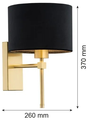 Lampă de perete ABBANO 1xE27/15W/230V alamă/neagră Argon 8050