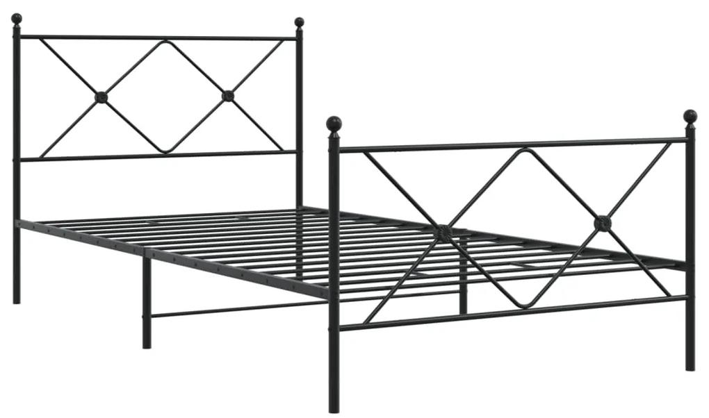 376515 vidaXL Cadru pat metalic cu tăblii de cap/picioare, negru, 100x200 cm