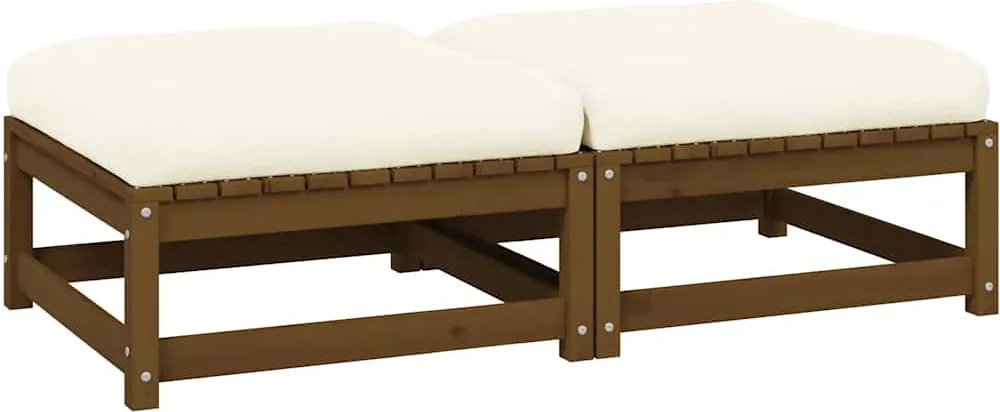 vidaXL Taburete de grădină cu perne 2 buc. maro miere lemn masiv pin