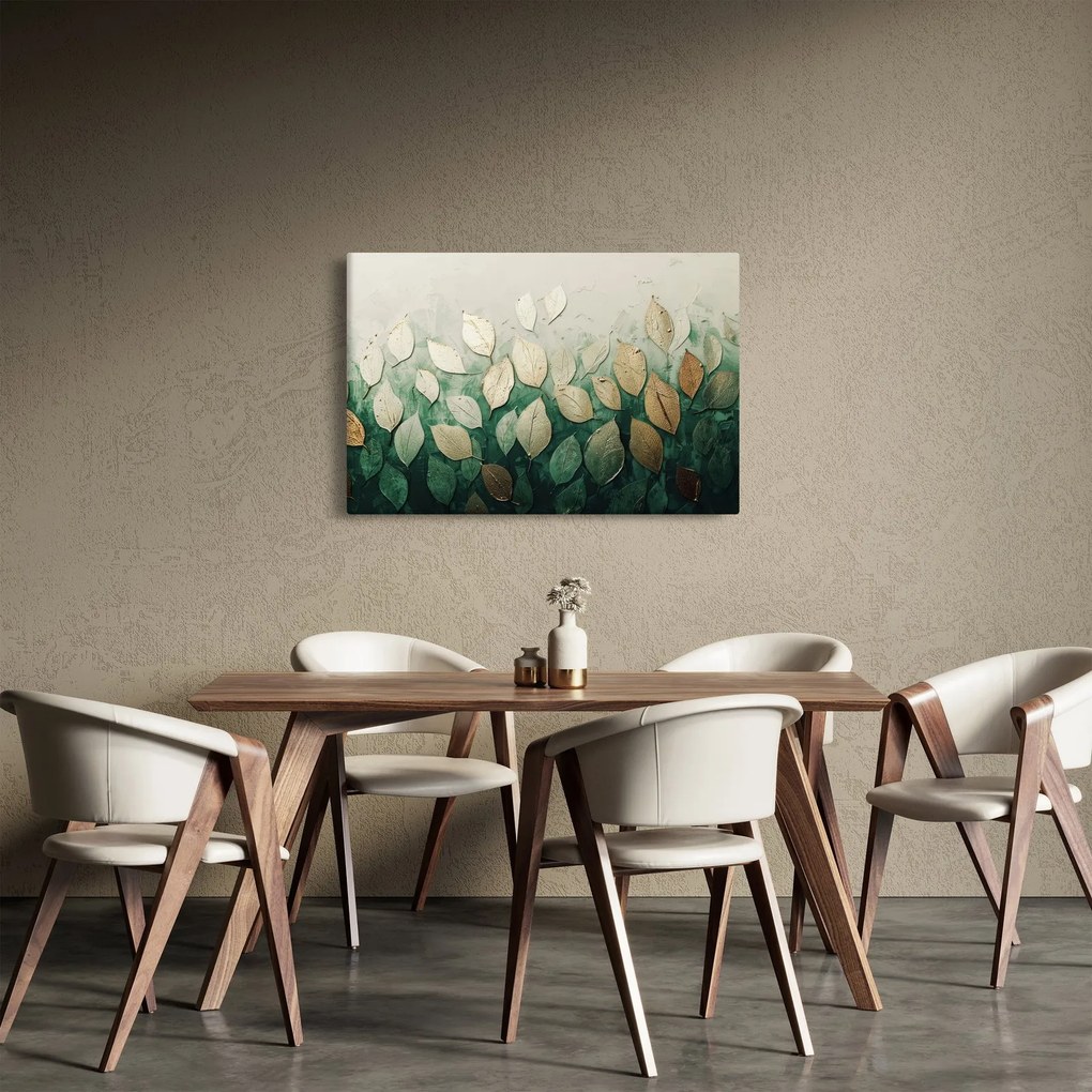 Tablou - Frunze verzi-aurii (90x60 cm)