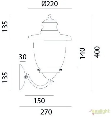 Aplica de perete exterior cu protectie IP44, Venezia 248.05.OR