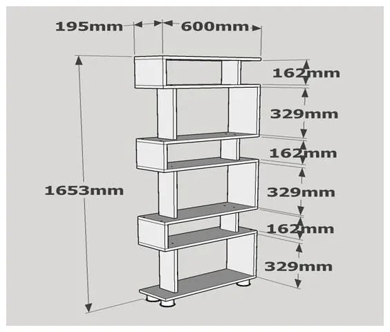Bibliotecă BLOK 165x60 cm albă/maro
