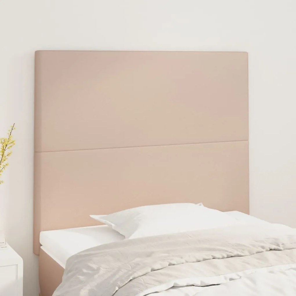 vidaXL Tăblii de pat 2 buc. cappuccino 80x5x78/88 cm piele ecologică
