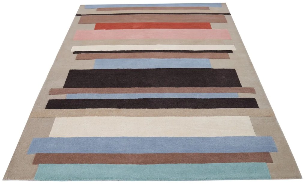Covor Lines Bedora, 200x300 cm, 100% lana, multicolor, finisat manual