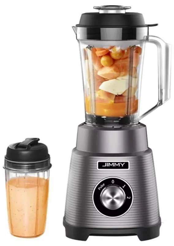 Blender JIMMY B32, 700 W, 0,9 l, 22 000 rpm, 2 viteze + funcție Pulse, cuțit cu patru lame din oțel, funcție de autocurățare, gri