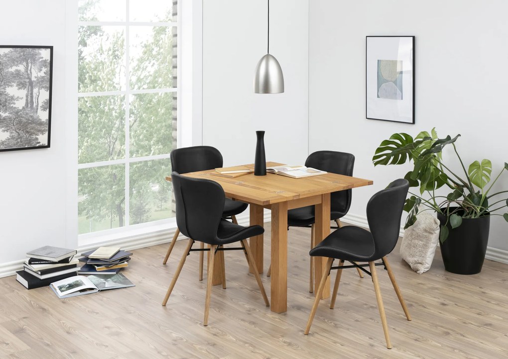 ACTONA BATILDA A1 Piele ecologică negre/picioare stejar natural - SCAUN MODERN PENTRU LIVING/SUFRAGERIE/BUCĂTĂRIE/BIROU