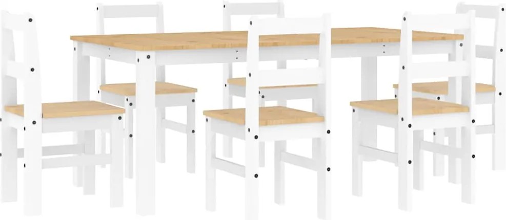 vidaXL Set de sufragerie din 7 piese Panama din lemn masiv de pin alb