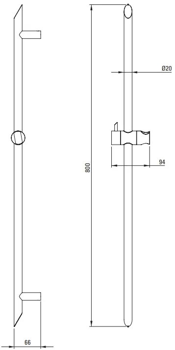 Bara de dus 80 cm, culoare otel slefuit, Deante Silia Otel slefuit