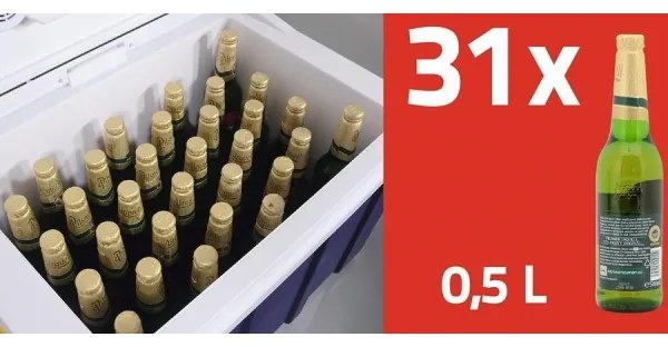 Frigider portabil cu roți 50 l, 60W/230/12V, albastru/galben