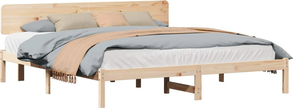 vidaXL Cadru de pat natural 180 x 200 cm Lemn de pin masiv