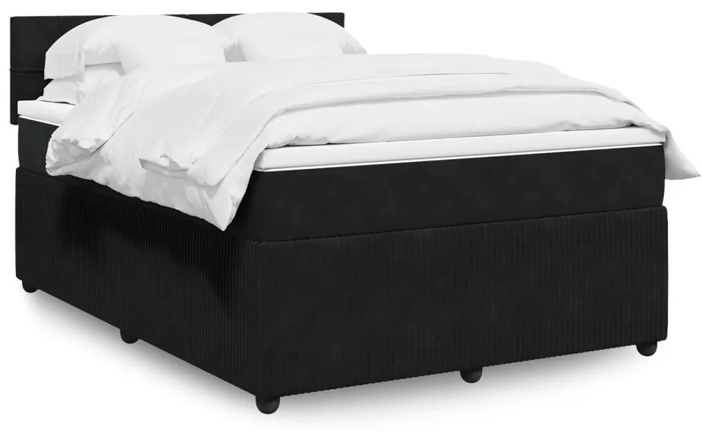 3287736 vidaXL Pat box spring cu saltea, negru, 140x190 cm, catifea