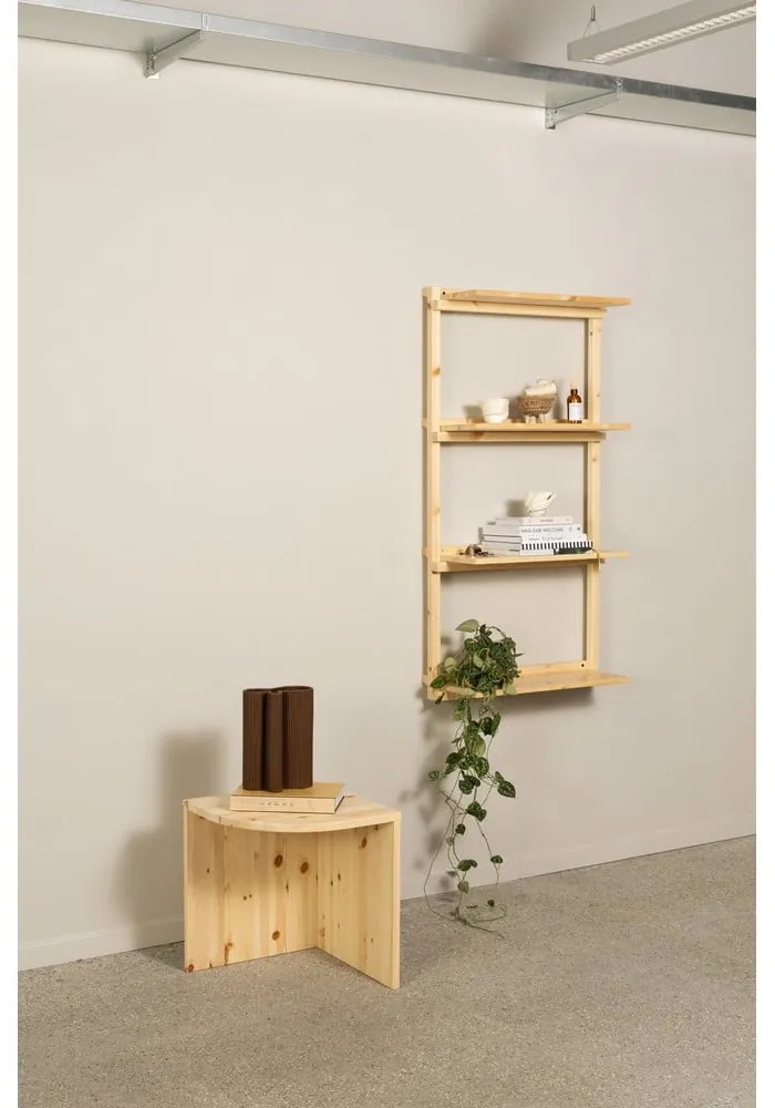 Bibliotecă de perete în culoare naturală din lemn de pin 66x127 cm Groove – Karup Design