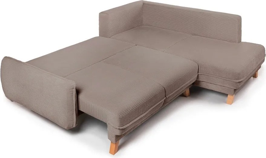 Colțar taupe extensibil/cu spațiu de depozitare cu tapițerie din catifea reiată (cu colț pe partea stângă/în formă de ”L”) Tori – Bonami Selection