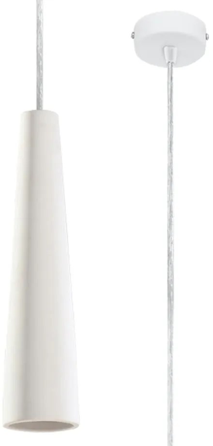 Lustră albă cu abajur din ceramică ø 8 cm Alverna – Nice Lamps