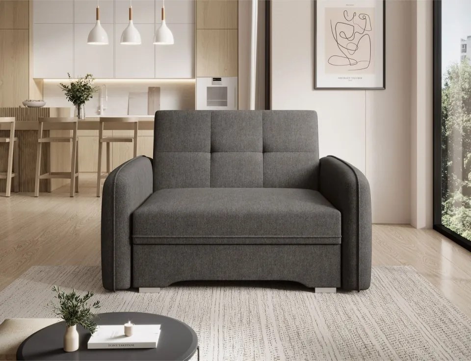 Canapea extensibila cu un loc, 102x109x84 cm, Laine 1, Eltap (Culoare: Bej deschis / Poco 7)