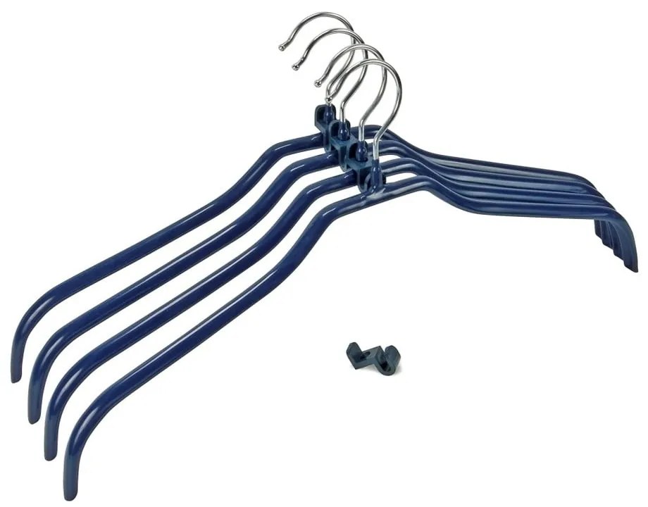 Set 4 umerașe antiderapante pentru haine și suporturi Wenko Hanger Slim, albastru