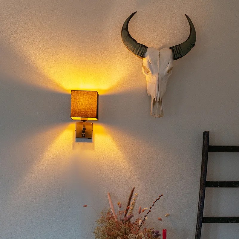 Aplică neagră cu USB și abajur pătrat negru - Combi 1