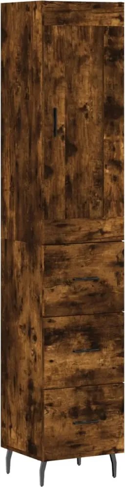 vidaXL Dulap înalt, stejar fumuriu, 34,5x34x180 cm, lemn prelucrat
