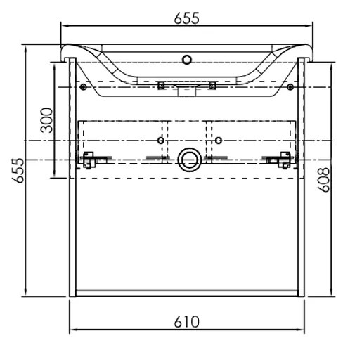 Set mobilier suspendat si lavoar Kolpasan, Evelin, 65 cm, front stejar si laterale gri