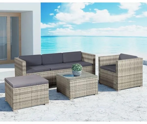 Jusky Set ratan de gradina Punta Cana L - perne gri/antracit