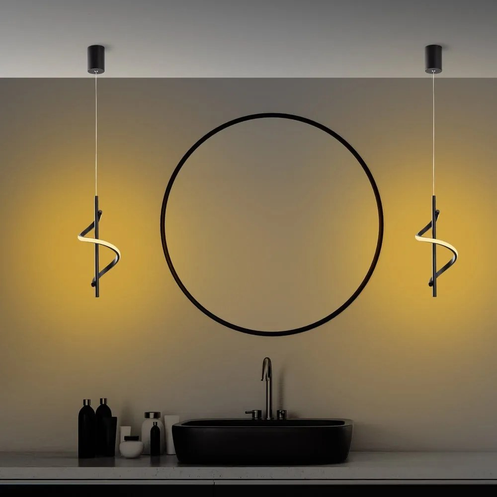 Lustră neagră LED ø 16 cm Likma – Opviq lights
