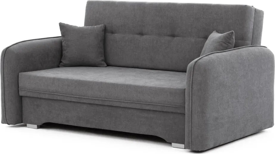 Canapea gri extensibilă/cu spațiu de depozitare cu tapițerie din chenille 155 cm Laine – ELTAP