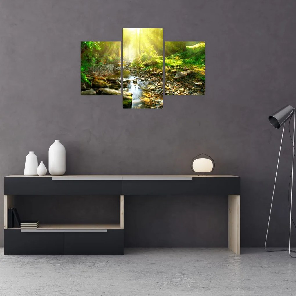 Tablou cu râul în pădurea verde (90x60 cm)