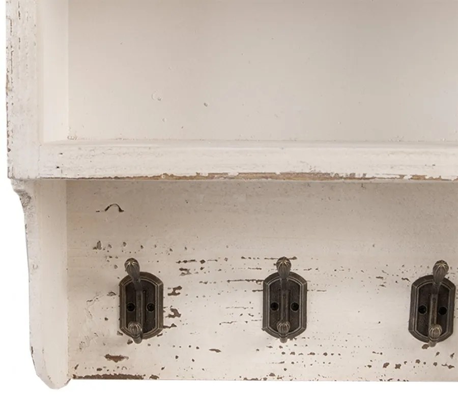 Etajeră de perete shabby chic din lemn alb cu 3 rafturi, 36x17x57cm, Sandra