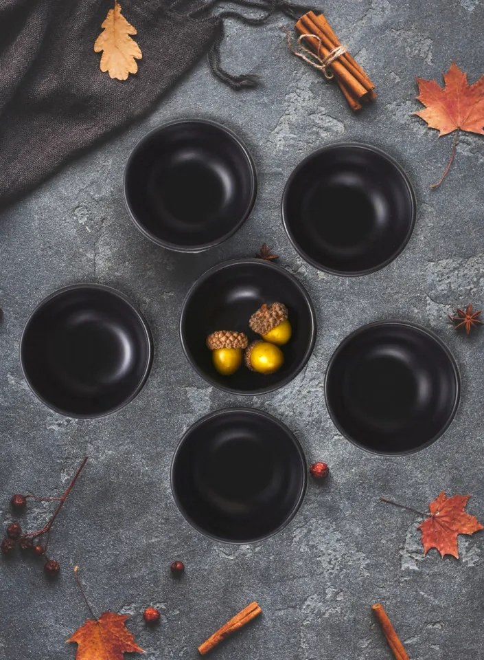 Set 6 Boluri, Ceramica, ST1011, Negru