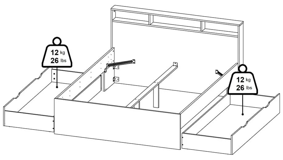 Pat matrimonial în culoare naturală cu aspect de lemn de stejar cu spațiu de depozitare fără somieră 160x200 cm Ikast – Tvilum