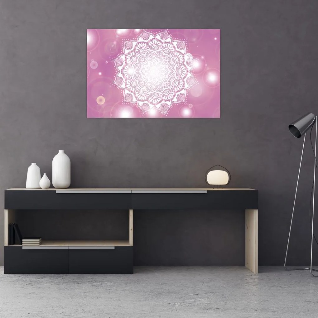 Tablou - Mandala pe fundal roz (90x60 cm)