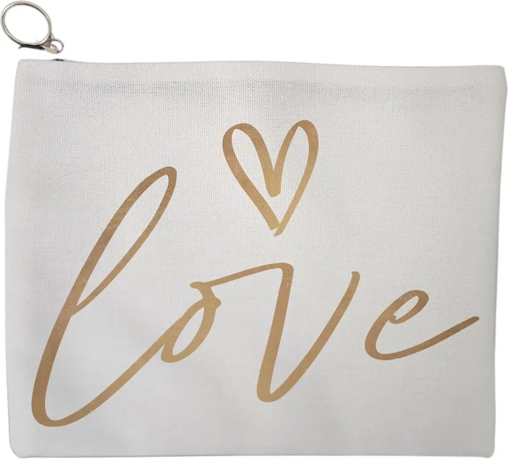 Portfard Cosmetice tip Plic, model Love 2, 23x18 cm, Alb, BEKZ®