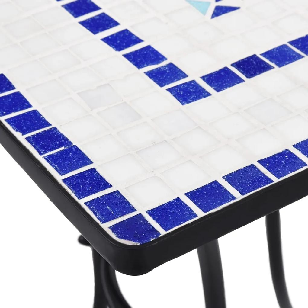Masa de bistro mozaic, albastru si alb, 60 cm, ceramica 1, Albastru, Patrat