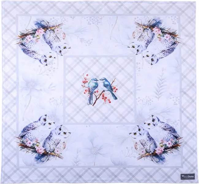 Faţă de masă centrală PĂSĂRI DE IARNĂ 85 x 85 cm