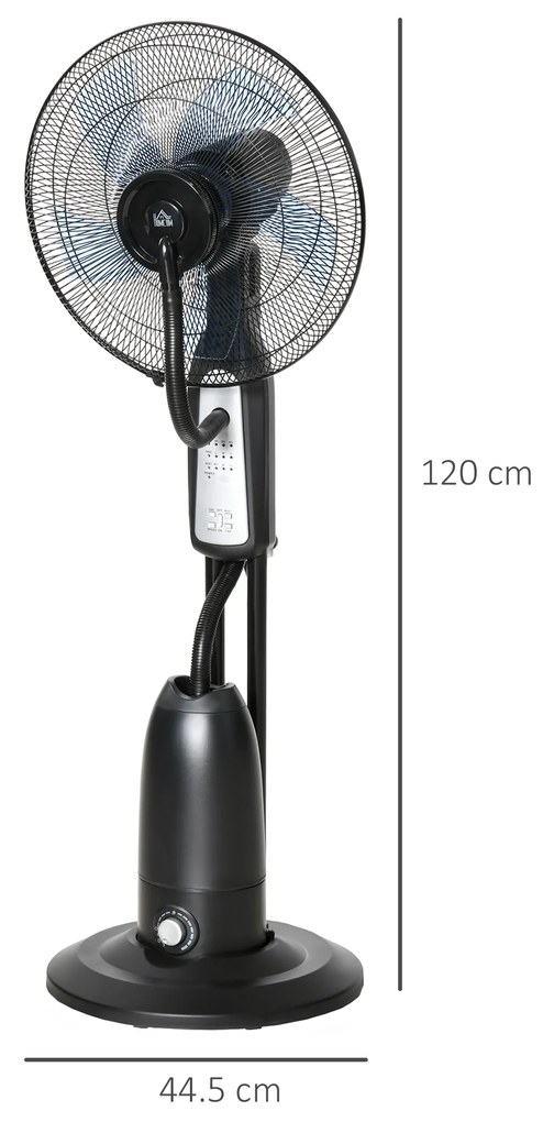 Ventilator Oscilant HOMCOM, Nebulizator 3 moduri, Ф44.5x120cm Negru | Aosom Romania