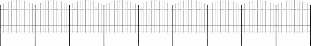 vidaXL Gard de grădină cu vârf suliță, negru, 15,3 m, oțel