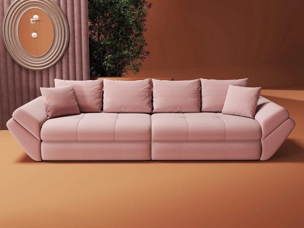 Canapea extensibilă dumonde cu ladă de depozitare si sezut confortabil din spuma high-density, Loana Royal Roz 300x100 cm