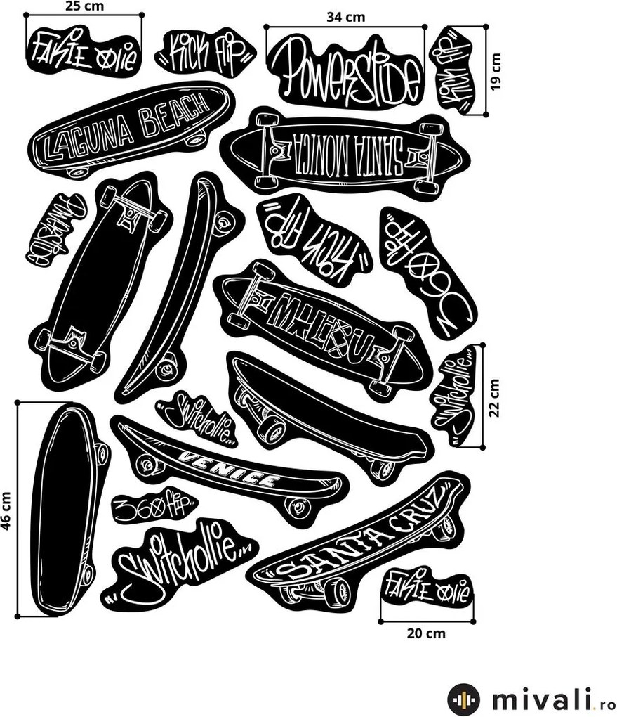 Autocolante de perete - Longboard negru